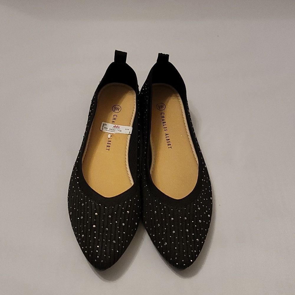BRAND NEW CHARLES ALBERT STUDDED EMBELLISHMENTS POINTED TOE WOMEN'S FLAT - Picture 3 of 16